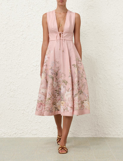 Pink floral Midi Dress  - Eva Rose Boutique