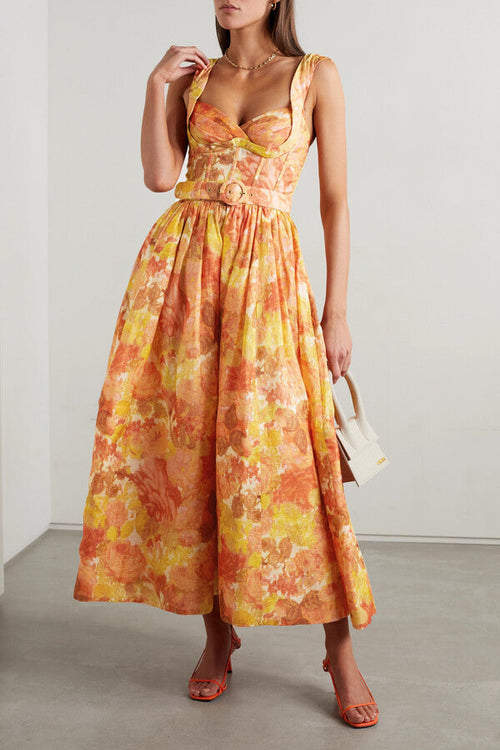 Eloise Orange Floral Dress - Eva Rose Boutique